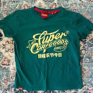 Superdry Teal T-Shirt with Gold Logo women’s shirt